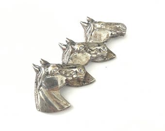 Vintage Silver Tone Horse Head Brooch - AS IS