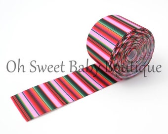 Pink Serape Zarape Mexican Blanket 1.5" Grosgrain US Designer Ribbon
