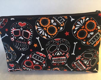 Skull and Bones Zipper Pouch/Makeup Bag