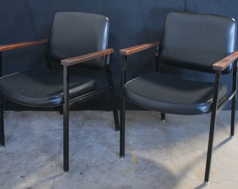 Set of Two Vintage Black Arm Side Office Chairs From Delwood Furniture/United Chair Division