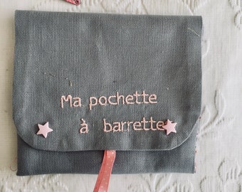 Pocket barrettes N4 linen grey and Liberty