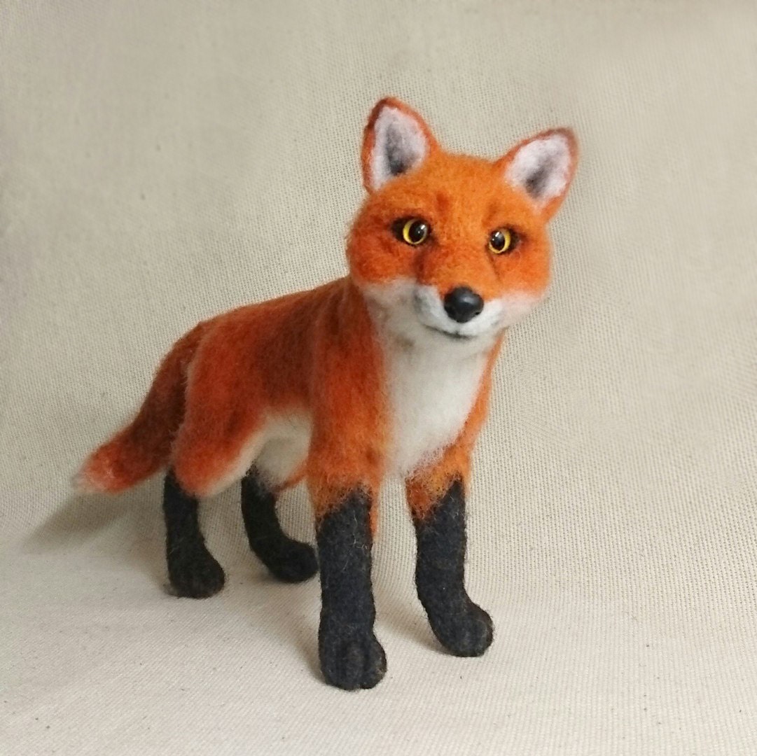 Needle Felted Realistic Cute Red Fox. Needle Felted Animal.