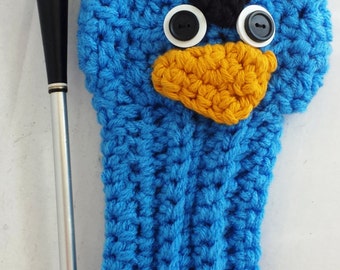 Blue Angry Bird, Golf Covers,Golf Club Covers,Crochet Golf Club Covers,Club Head Covers,Golf Head Covers,Putter Cover,Driver Cover,Christmas