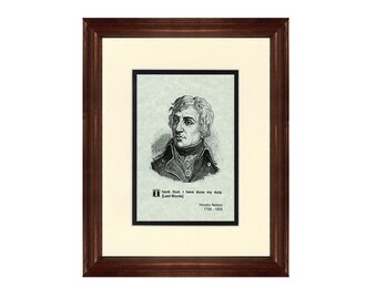 Print and Quotation of Horatio Nelson with Mat and Frame