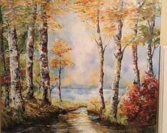 Nature with trees and lagoon, impressionism 81cmX65cm (32X25,59 inches)
