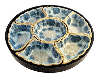 Snack Server. 60s Japanese Porcelain & Melamine. Lazy Susan Appetizer Set