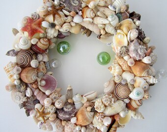 Beach Decor Seashell Wreath, Nautical Decor Shell Wreath, Coastal Wreath, Beach Wreath, Beach House Decor, Coastal Home Decor