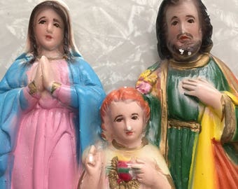 Jesus Christ Statue - Holy Family Vintage Chalkware Figurine