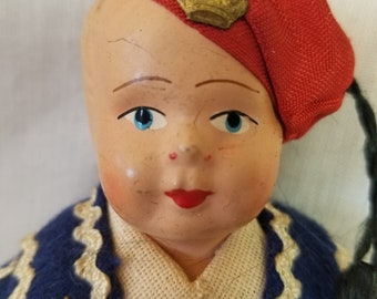 Greece Greek Grecian 9" International COMPOSITION HEAD Stockinette Cloth Body Ethnic Greece Greek Souvenir Doll