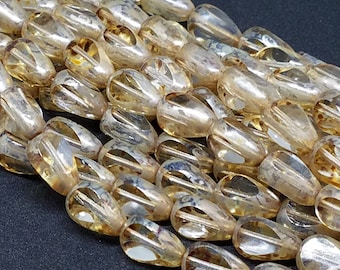 Golden Teardrops Czech Glass