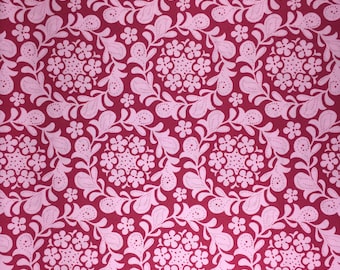 Meadowsweet Henna Garden raspberry Sandi Henderson fabric Fat Quarter or more oop htf