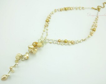 Yellow freshwater pearl necklace.