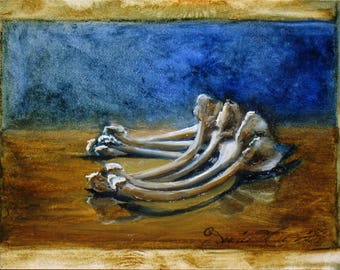 Best Wishes #3, Original Oil Painting on Board 7”x5” Framed, OOAK