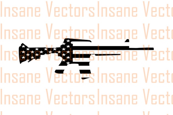 American Flag Rifle Silhouette Clip Art Image Rifle Vector