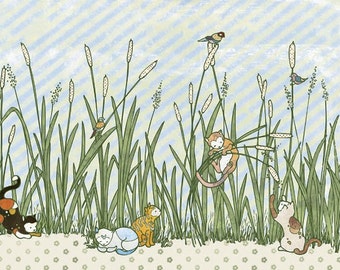 Cats in Cattails - Print