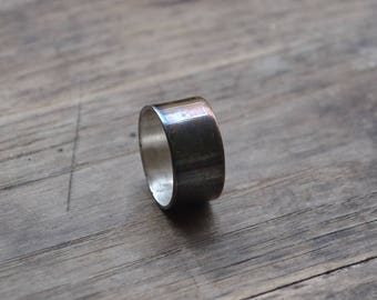 Sterling wide men's ring band, oxidize sterling ring band, wide sterling men wide ring band, simple sterling silver ring band, wide ring