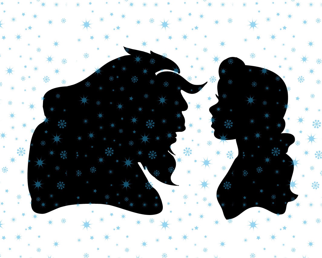 Silhouette Disney Couple beauty and the beast SVG cutting ESP