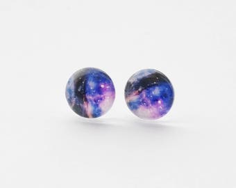 Galaxy Stud Earrings, Galaxy Studs, Galaxy Earrings, Galaxy Jewelry, Space Earrings, Cosmos Earrings, Space Jewelry, Astronomy Earrings