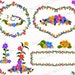Instant download png Flower frame clipart laurel wreath bloom digi lace leaf floral shape hearts sign kit gold party collage sheet files set