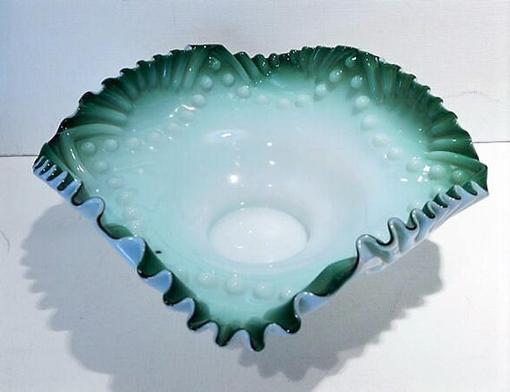 Art Glass Brides Bowl / Antique Victorian Brides Basket