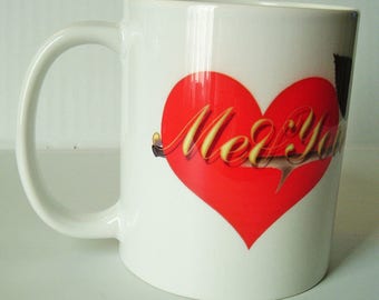 Me & You Love Heart Red Rose Bud Stem