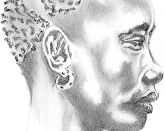 Portrait on Canson A4 Africa woman
