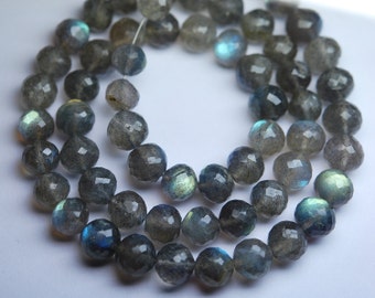 8 Inch Strand, Finest Quality,Blue Flashy Labradorite Micro Faceted Round BALLS Beads,6-6.5mm