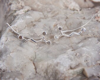 Ear Crawler earrings ear Sweep earrings Gaba Molecule Ear climber earrings, jewelry cute , sterling Silver fun earrings