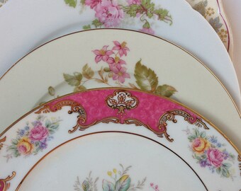 Vintage mismatched china plates bridal shower vintage wedding floral mismatched plates