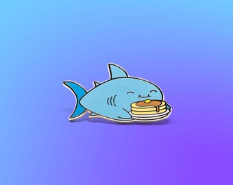 Pancake Shark Enamel Pin, Lapel Pin, Kawaii Flair Pin, Shark Pin, Shark, Cute Pins, Enamel Pin, Pancake Enamel Pin