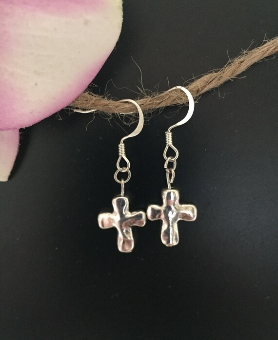 Silver Cross Earrings Religious Jewelry Silver Cross Jewelry