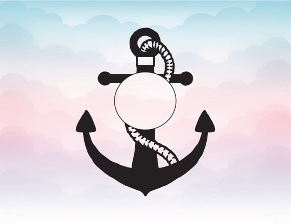 Anchor monogram split Svg Anchor Vector nautical themed SVG