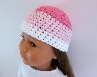 18 inch Doll Crochet Hat White, Light Pink, Dark Pink Accessories Toys