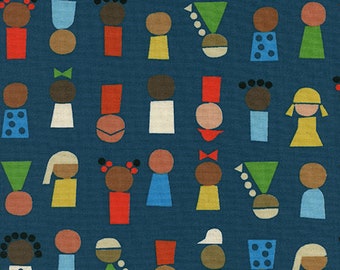 Cotton + Steel All of Us Navy, Spectacle, Navy People Fabric