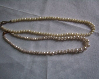 2 Colliers de fausses perles, bijoux, collier années 1980, Bohème Hippie