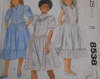 Vintage PATTERN McCalls 8538 Girls' Dress Size 7 Breast 26"