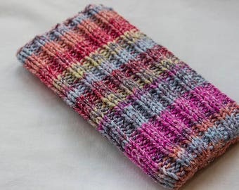 Colourful Phone Sock/Case hand knitted Phone Sleeve, phone case, Smartphone, iPhone 7, Samsung Galaxy, ALL Phone Sizes