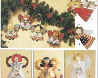 Vintage 1991 Simplicity 7549 Angel Tree Topper Or Standing Decoration & Ornaments In Two Sizes UNCUT