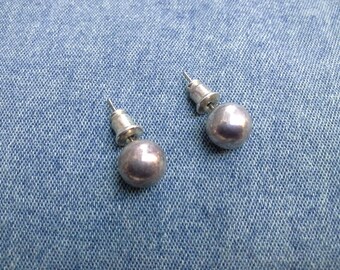 Antique Silver Sphere Pierced Earrings: Versatile Vintage Jewelry