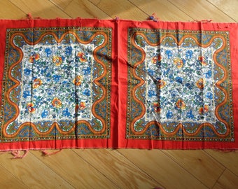 Retro Boho Chic Pillow Pattern on bright colored cotton fabric in Very Good Condition, Make one (1) or two (2) pillows with this piece