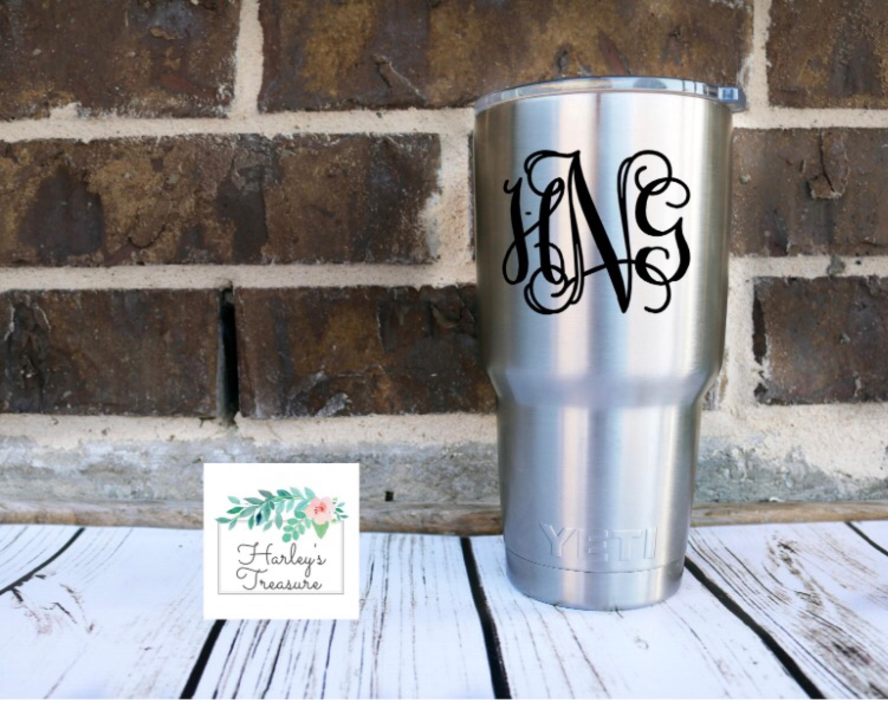 Vines Monogram Vinyl Decal Custom Vinyl Decal Monogram