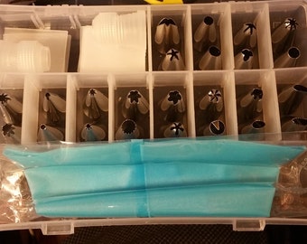 Cake Decorating Supplies - and storage box