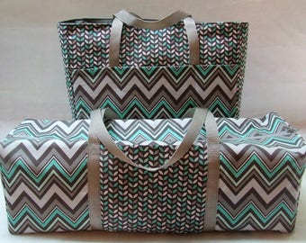 Mint and Grey Chevron Carrying Case for the Cricut Explore Air /Cricut Explore Air 2 / Silhouette Cameo 3 / Brother ScanNCut / Accessory Bag