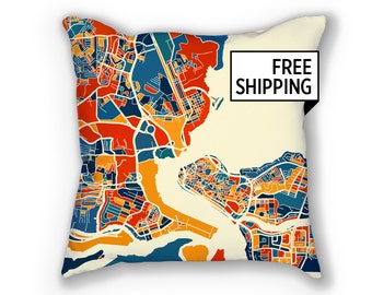 Lagos Map Pillow - Nigeria Map Pillow 18x18