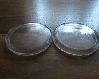 Pair of Vintage GLASS Top Insert/Lid for Regular~mouth Ball/ Mason Canning Jar