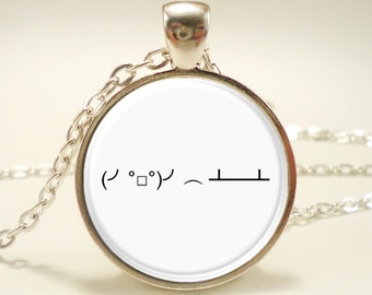 Flipping Table Emoticon Necklace, Internet Meme Jewelry (1479S1IN)