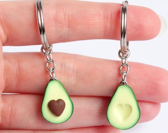 Cute green avocado friendship keychain set hearts asymmetric bff avocado gift friendship present girlfriend boyfriend avocado Valentines day