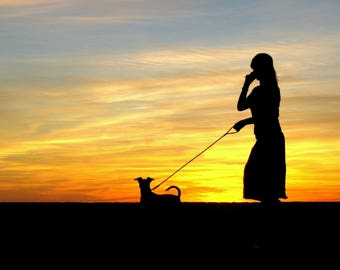 California Women walking dog