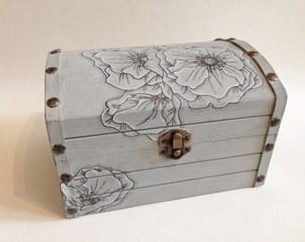 Poppy Floral Treasure Chest Box: use for cards, ring bearer, gifts, keepsakes and so much more