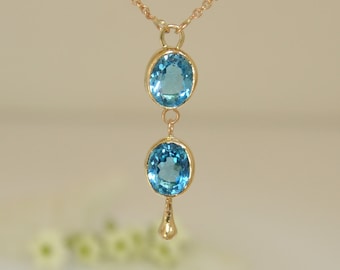 Topaz Necklace , Blue Topaz Pendant , London Topaz Pendant , December Birthstone Necklace , December Birthstone, Gold And Topaz Pendant